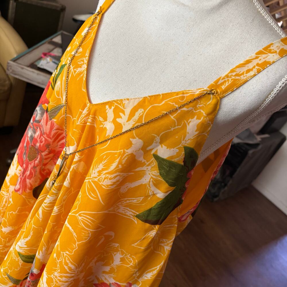 Unique Spectrum sunshine floral flowy tank top asymetrical hi low 2x plus - Picture 6 of 15